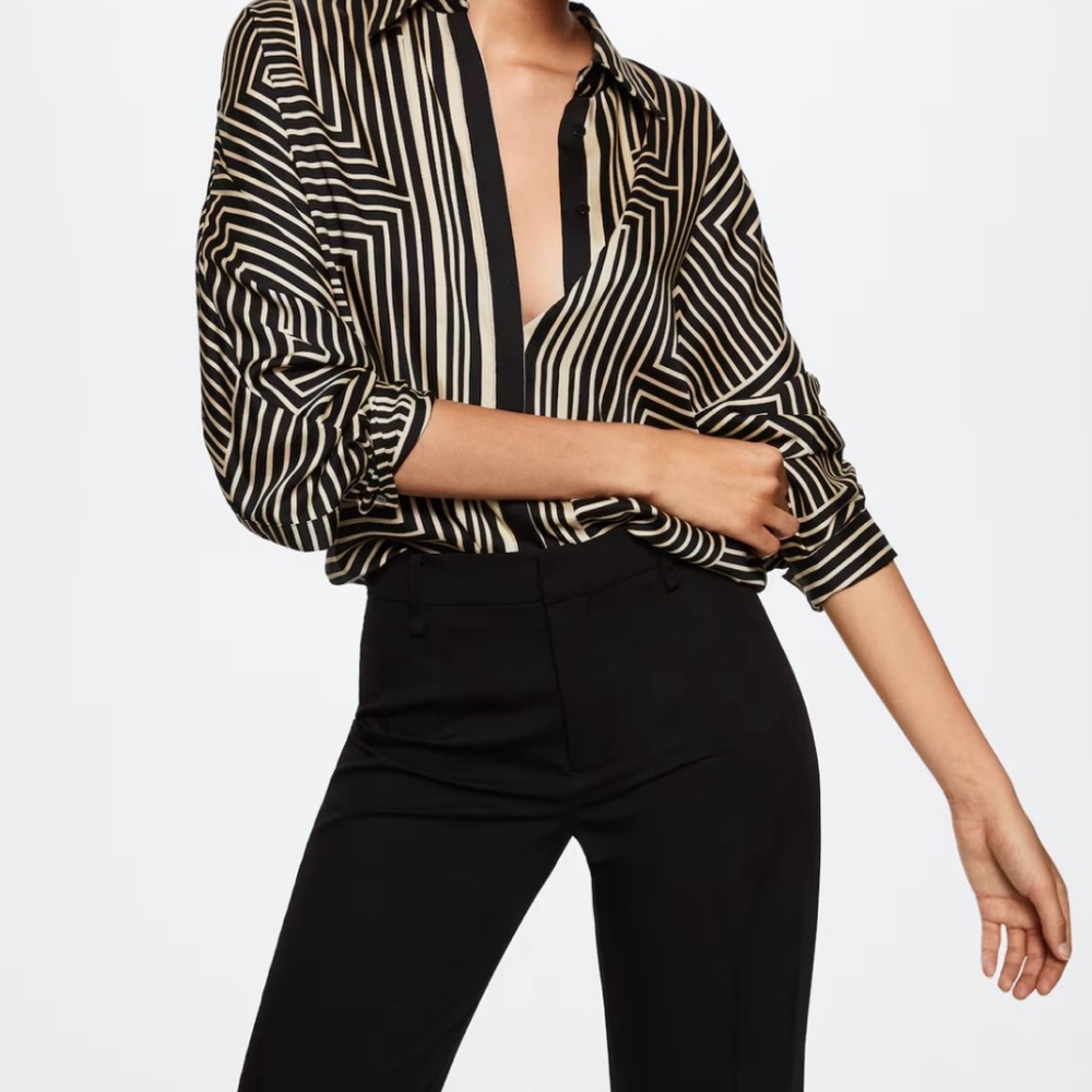Mango Satin Striped Print Blouse